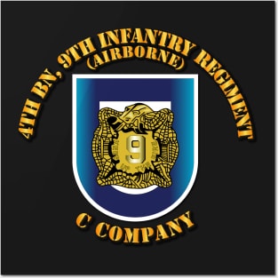 Flash - C Co (Airborne), 4th Bn - 9th Infantry Regiment w DUI Posters and Art